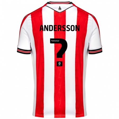 Kandiny Gyermek Edwin Andersson #0 Piros Fehér Hazai Jersey 2024/25 Mez Póló Ing