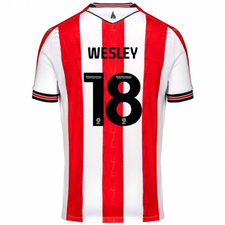 Kandiny Gyermek Wesley Moraes #18 Piros Fehér Hazai Jersey 2024/25 Mez Póló Ing