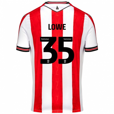 Kandiny Gyermek Nathan Lowe #35 Piros Fehér Hazai Jersey 2024/25 Mez Póló Ing