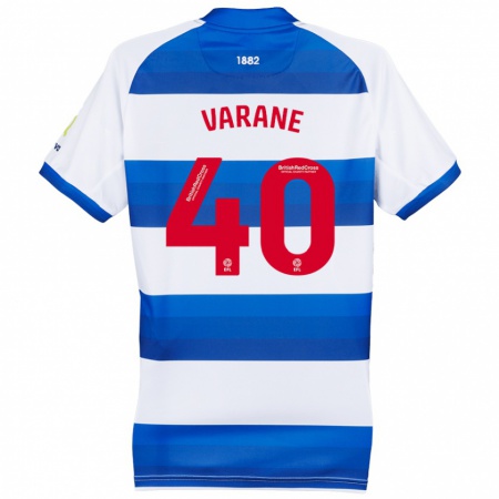 Kandiny Gyermek Jonathan Varane #40 Fehér Kék Hazai Jersey 2024/25 Mez Póló Ing