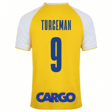 Kandiny Gyermek Dor Turgeman #9 Sárga Fehér Hazai Jersey 2024/25 Mez Póló Ing