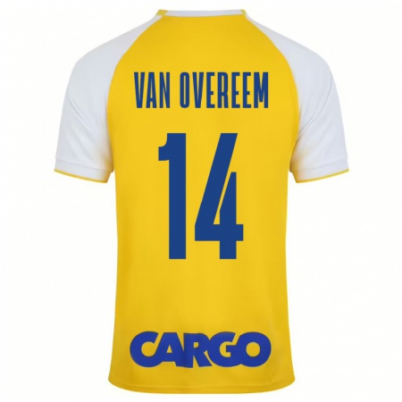 Kandiny Gyermek Joris Van Overeem #14 Sárga Fehér Hazai Jersey 2024/25 Mez Póló Ing