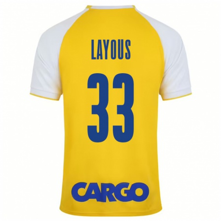 Kandiny Gyermek Hisham Layous #33 Sárga Fehér Hazai Jersey 2024/25 Mez Póló Ing