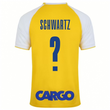 Kandiny Gyermek Noam Schwartz #0 Sárga Fehér Hazai Jersey 2024/25 Mez Póló Ing