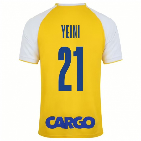 Kandiny Gyermek Sheran Yeini #21 Sárga Fehér Hazai Jersey 2024/25 Mez Póló Ing