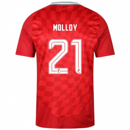 Kandiny Gyermek Gavin Molloy #21 Piros Hazai Jersey 2024/25 Mez Póló Ing