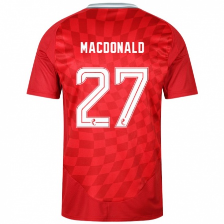 Kandiny Gyermek Angus Macdonald #27 Piros Hazai Jersey 2024/25 Mez Póló Ing