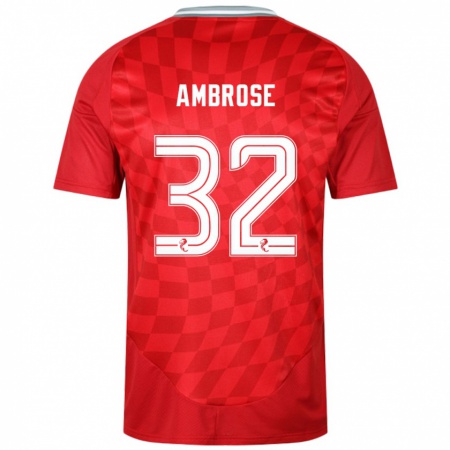 Kandiny Gyermek Peter Ambrose #32 Piros Hazai Jersey 2024/25 Mez Póló Ing