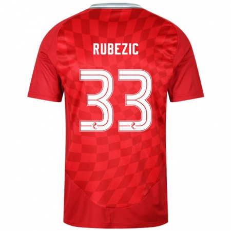 Kandiny Gyermek Slobodan Rubezic #33 Piros Hazai Jersey 2024/25 Mez Póló Ing