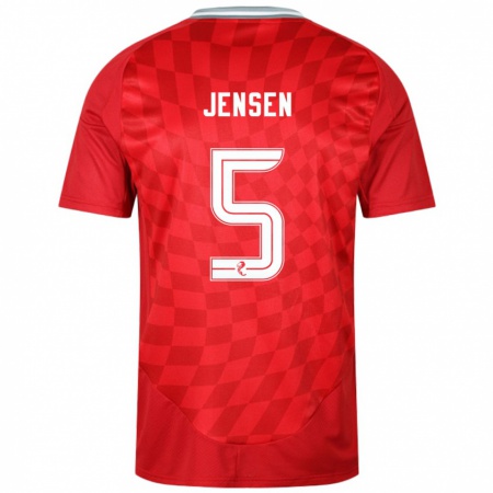 Kandiny Gyermek Richard Jensen #5 Piros Hazai Jersey 2024/25 Mez Póló Ing