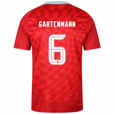 Kandiny Gyermek Stefan Gartenmann #6 Piros Hazai Jersey 2024/25 Mez Póló Ing