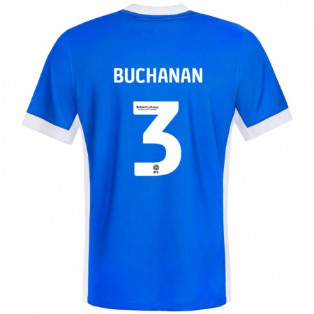 Kandiny Gyermek Lee Buchanan #3 Kék Fehér Hazai Jersey 2024/25 Mez Póló Ing