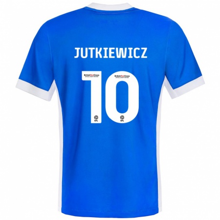 Kandiny Gyermek Lukas Jutkiewicz #10 Kék Fehér Hazai Jersey 2024/25 Mez Póló Ing