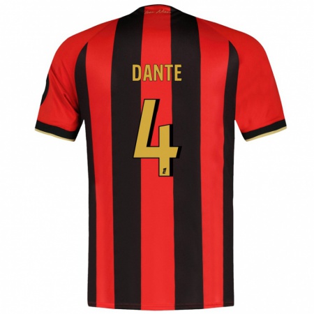 Kandiny Gyermek Dante #4 Piros Fekete Hazai Jersey 2024/25 Mez Póló Ing