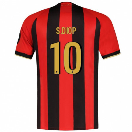 Kandiny Gyermek Sofiane Diop #10 Piros Fekete Hazai Jersey 2024/25 Mez Póló Ing