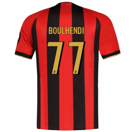 Kandiny Gyermek Teddy Boulhendi #77 Piros Fekete Hazai Jersey 2024/25 Mez Póló Ing