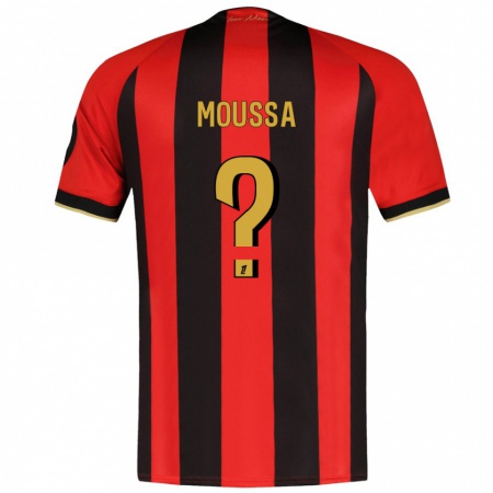 Kandiny Gyermek Mounir Moussa #0 Piros Fekete Hazai Jersey 2024/25 Mez Póló Ing