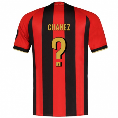 Kandiny Gyermek Rafael Chanez #0 Piros Fekete Hazai Jersey 2024/25 Mez Póló Ing