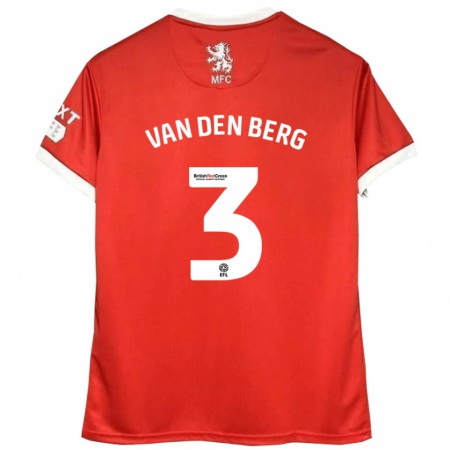 Kandiny Gyermek Rav Van Den Berg #3 Piros Fehér Hazai Jersey 2024/25 Mez Póló Ing