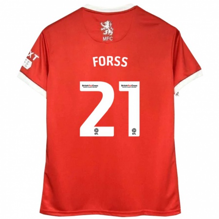 Kandiny Gyermek Marcus Forss #21 Piros Fehér Hazai Jersey 2024/25 Mez Póló Ing