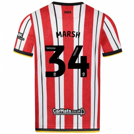 Kandiny Gyermek Louie Marsh #34 Piros Fehér Csíkok Hazai Jersey 2024/25 Mez Póló Ing