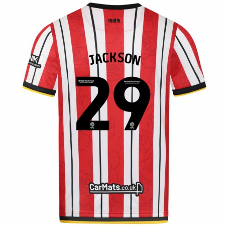 Kandiny Gyermek Fallon Connolly-Jackson #29 Piros Fehér Csíkok Hazai Jersey 2024/25 Mez Póló Ing