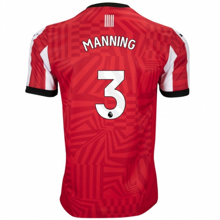 Kandiny Gyermek Ryan Manning #3 Piros Fehér Hazai Jersey 2024/25 Mez Póló Ing