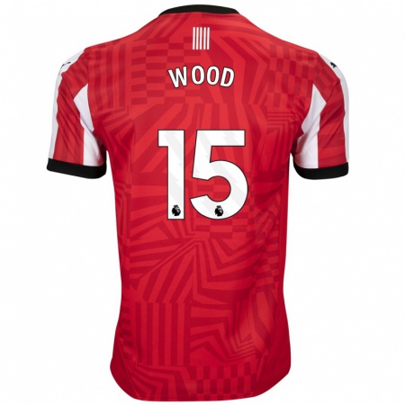 Kandiny Gyermek Nathan Wood #15 Piros Fehér Hazai Jersey 2024/25 Mez Póló Ing