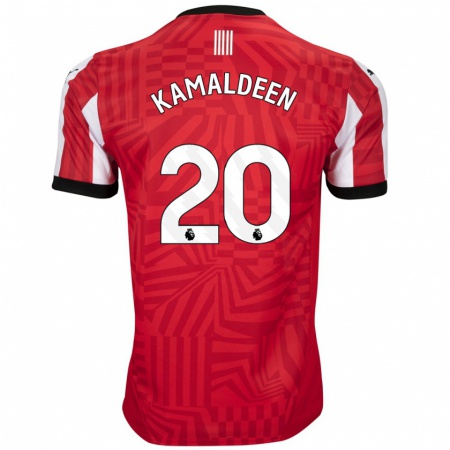 Kandiny Gyermek Kamaldeen Sulemana #20 Piros Fehér Hazai Jersey 2024/25 Mez Póló Ing