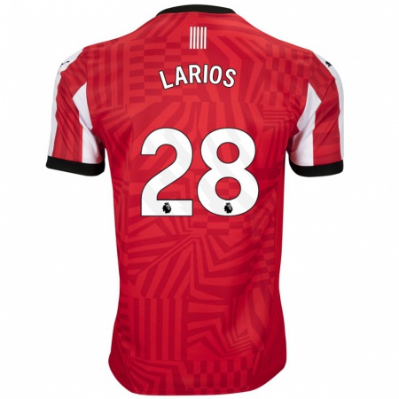 Kandiny Gyermek Juan Larios #28 Piros Fehér Hazai Jersey 2024/25 Mez Póló Ing