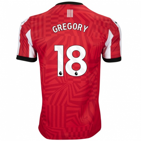 Kandiny Gyermek Freya Gregory #18 Piros Fehér Hazai Jersey 2024/25 Mez Póló Ing