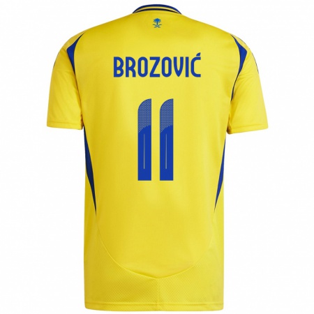 Kandiny Gyermek Marcelo Brozovic #11 Sárga Kék Hazai Jersey 2024/25 Mez Póló Ing