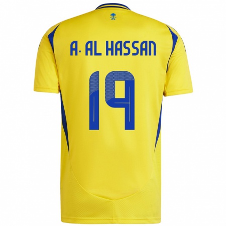 Kandiny Gyermek Ali Al-Hassan #19 Sárga Kék Hazai Jersey 2024/25 Mez Póló Ing