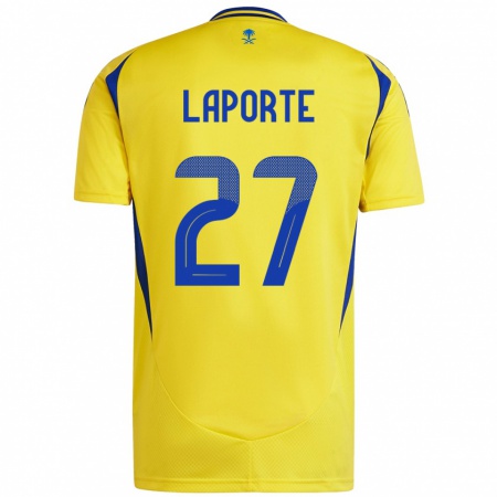 Kandiny Gyermek Aymeric Laporte #27 Sárga Kék Hazai Jersey 2024/25 Mez Póló Ing