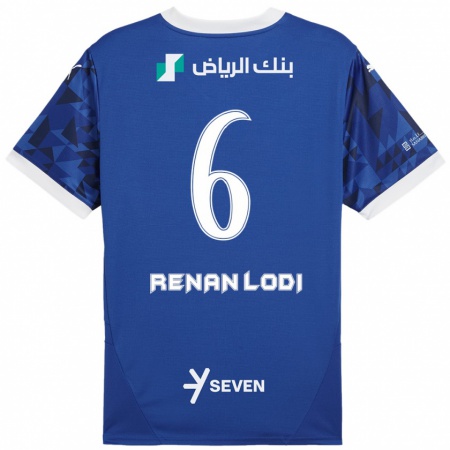 Kandiny Gyermek Renan Lodi #6 Sötétkék Fehér Hazai Jersey 2024/25 Mez Póló Ing