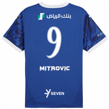 Kandiny Gyermek Aleksandar Mitrović #9 Sötétkék Fehér Hazai Jersey 2024/25 Mez Póló Ing