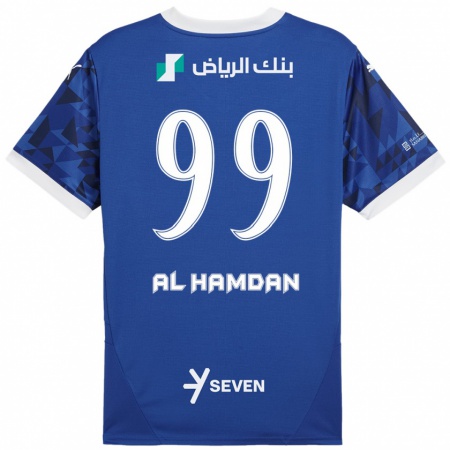 Kandiny Gyermek Abdullah Al-Hamdan #99 Sötétkék Fehér Hazai Jersey 2024/25 Mez Póló Ing