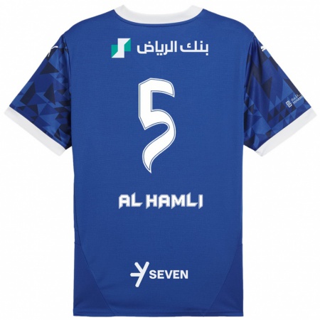 Kandiny Gyermek Noura Al-Hamli #5 Sötétkék Fehér Hazai Jersey 2024/25 Mez Póló Ing