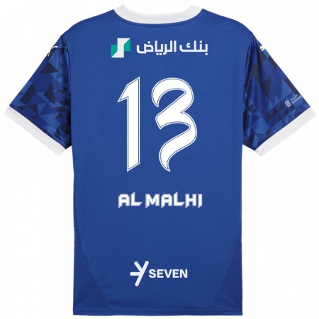 Kandiny Gyermek Al Muhra Al-Malhi #13 Sötétkék Fehér Hazai Jersey 2024/25 Mez Póló Ing