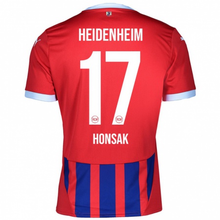 Kandiny Gyermek Mathias Honsak #17 Piros Kék Hazai Jersey 2024/25 Mez Póló Ing