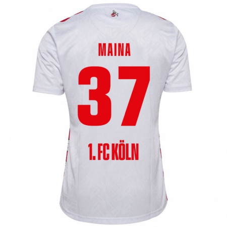 Kandiny Gyermek Linton Maina #37 Fehér Piros Hazai Jersey 2024/25 Mez Póló Ing