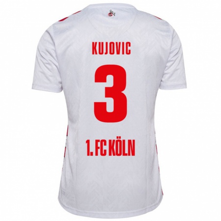 Kandiny Gyermek Emin Kujovic #3 Fehér Piros Hazai Jersey 2024/25 Mez Póló Ing