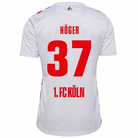 Kandiny Gyermek Marco Höger #37 Fehér Piros Hazai Jersey 2024/25 Mez Póló Ing