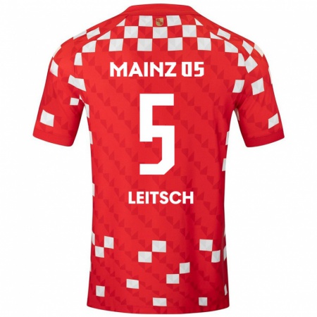 Kandiny Gyermek Maxim Leitsch #5 Fehér Piros Hazai Jersey 2024/25 Mez Póló Ing