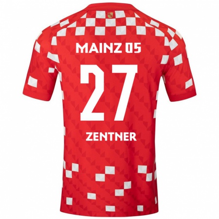 Kandiny Gyermek Robin Zentner #27 Fehér Piros Hazai Jersey 2024/25 Mez Póló Ing