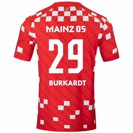 Kandiny Gyermek Jonathan Burkardt #29 Fehér Piros Hazai Jersey 2024/25 Mez Póló Ing