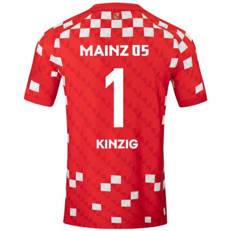 Kandiny Gyermek Maximilian Kinzig #1 Fehér Piros Hazai Jersey 2024/25 Mez Póló Ing