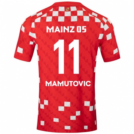 Kandiny Gyermek David Mamutovic #11 Fehér Piros Hazai Jersey 2024/25 Mez Póló Ing