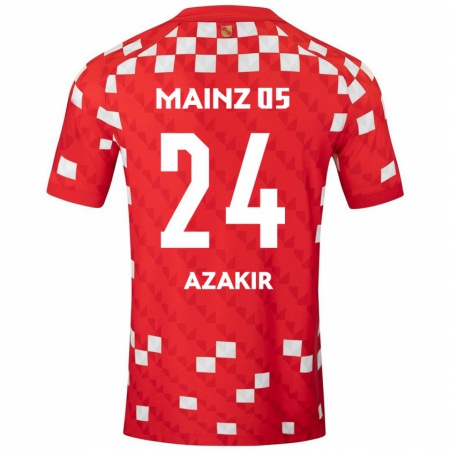 Kandiny Gyermek Dennis Azakir #24 Fehér Piros Hazai Jersey 2024/25 Mez Póló Ing