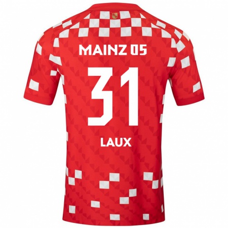 Kandiny Gyermek Lucas Laux #31 Fehér Piros Hazai Jersey 2024/25 Mez Póló Ing